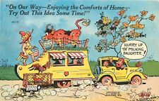 Postcard 1940s Ray Walters Travel Trailer Comic humor Kropp linen TP24-688 picture