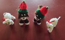 Vintage Handmade Crochet Knit Dog And Cat Ornaments Set Of 4 picture