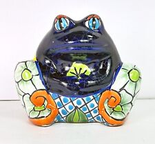 Talavera Mexican Pottery Frog Planter Folk Art Terra Cotta Signed 7