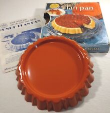 MCM 1970s Nordic Ware Flame Orange Metal Flan Pan Recipe Box Pie Dish Retro Vtg  picture