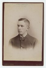 Antique Circa 1880s Cabinet Card Handsome Young Man in Suit Coat Ann Arbor, MI picture