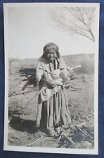 RP Old Indian Woman with Axe & Fire Wood 1930s Postcard picture