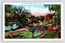 Postcard Ohio Dayton Lily Pond Soldier Home Garden 1941 Posted Linen picture