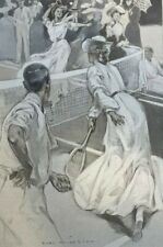 1904 Vintage Illustration Two Women Playing Tennis By Karl Anderson picture