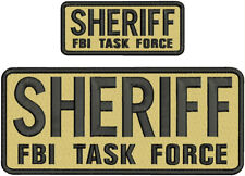 SHERIFFE FBI TASK FORC EMB PATCH 10X4 & 5x2 hook on back TAN/BLKACK picture