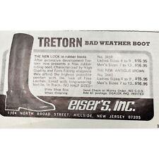 Tretorn Bad Weather Rubber Boot Print Ad 1970 Vintage Eisers Inc New Jersey picture