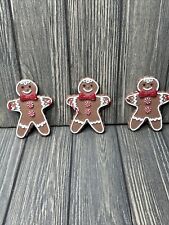 Vintage Lot Of 3 Gingerbread Man Decorations Clay 4” picture