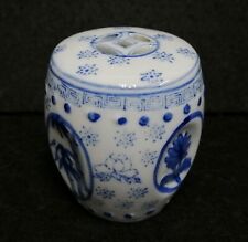 Vintage Chinese Blue White Porcelain Miniature Garden Stool Floral Bamboo Motifs picture