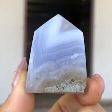 38g Natural Druzy Blue Lace Agate Tower Quartz Crystal Wand Point Mineral T222 picture