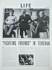 1943 Famous Meeting Roosevelt, Stalin & Churchill Defeat Axis Forces Print  picture