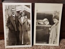 Antique 1930s Fashion Snapshots Couple Women Hats Peacoats Beautiful Lady Car picture