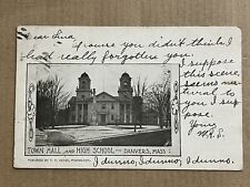 Postcard Danvers MA Massachusetts Town Hall High School Antique UDB PC picture