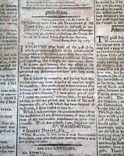 President GEORGE WASHINGTON Letter re. John Jay's Treaty 1795 Boston Newspaper picture