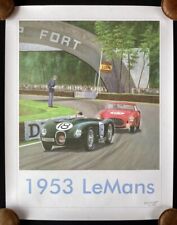 SIGNED LE 1953 Le Mans 24 Hour Race Fine Art Poster STOUT Ferrari 340MM Jaguar C picture