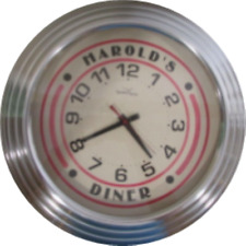 Vintage Harold's Diner Retro Lunch Counter Cafe Diner Sign Wall Clock Windham picture