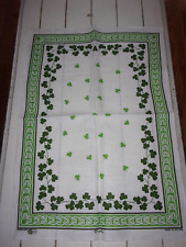 FINGAL 100% Irish linen tea towel shamrocks with border IRELAND NEW vintage picture