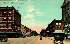 Main Street -Trolly Dirt Street Carriages Parsons Kansas KS UNP DB Postcard T13 picture