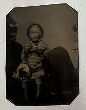 Antique Hidden Mother Tintype Photograph-Pretty Dress And Bonnet picture