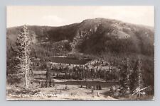 Postcard RPPC Battle Lake Encampment Wyoming View Hill Mountain Trees picture