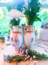 PAIR Antique Porcelain Austrian-Style Vases 11” picture