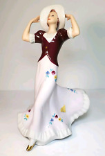 Royal Dux Lady with Hat Figurine Czech Bohemia Porcelain Hand Painted Floral Vtg picture