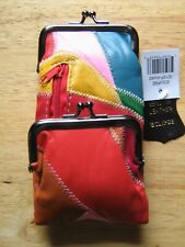 Multicolor Leather Cigarette Case. Snap & Zipper Pouch Coin Purse Lighter Holder picture
