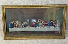 Vintage Gold Painted Wood Framed Last Supper Picture 16x9” No Frame damage picture