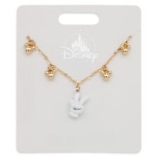 Disney Parks Classic Mickey Peace Sign Gold Necklace & Charm 2023 New With Tags picture