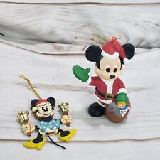 Vintage Disney Mickey & Minnie Mouse Christmas Ornaments Plastic Set Of 2 picture