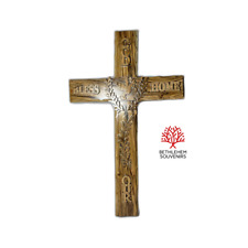 Big Olive Wood 14Inch God Bless Our Home Cross Bethlehem Christian Crafts Art picture