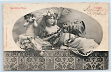 Postcard RPPC French The Five Senses Hearing Reclining Woman Child with Seashell picture