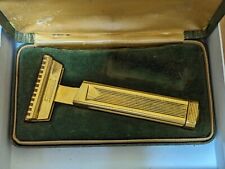 Antique Gold Schick Open Comb Magazine Repeating Safety Travel Razor w/Case 1926 picture
