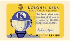 KOLONEL KEDS SPACE PATROL MEMBERSHIP CARD - VINTAGE REPRINT picture