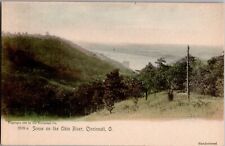 c 1905 Cincinnati, Ohio River Scene Antique HAND-COLORED Postcard picture