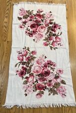 Vintage Penneys FASHION MANOR Pink Roses Bath Towel~Shabby Chic~Cottagecore picture