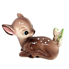 RARE Vintage Bambi Butterfly Figurine Laying Ceramic Porcelain UCGC Japan Disney picture