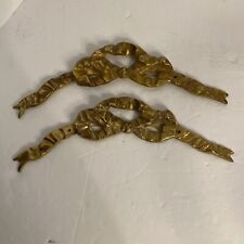 VINTAGE Solid Brass Floral Bow Wall Furniture Plaque Decor India picture