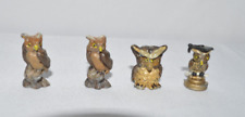 Vintage Miniature Cast Owls Lot of 4 picture