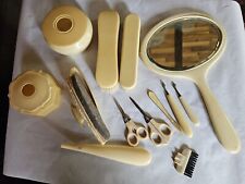 Vintage Early 1900s 16 piece Set Ivory Pyralin Celluloid Vanity Set Beauty as/is picture