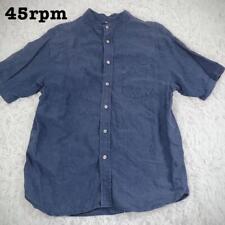 45rpm Short Sleeve Shirt 100% Linen Indigo Embroidery Size 4 picture
