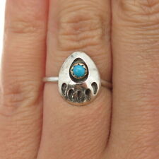 Old Pawn 925 Sterling Silver Vintage Southwestern Turquoise Bear Paw Ring Size 6 picture