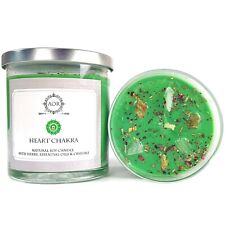 Heart Chakra Soy Candle w/ Crystals & Herbs Love Compassion Yoga Wiccan Pagan picture