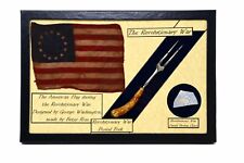 Revolutionary War Era Fork & Pottery Set in Glass Topped Display Case with COA picture