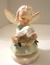 Vintage 50s Napco Wednesday's Child is Full of Woe Angel Figurine Spaghetti Trim picture