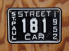 1952 ST. PAUL Minnesota STREET CAR License Plate # 181 - Train Railroad Historic picture