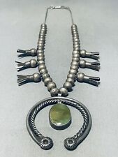 DROPDEAD FAB EARLY 1900'S VINTAGE NAVAJO STERLING SILVER SQUASH BLOSSOM NECKLACE picture