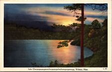 Lake Chargoggagoggmanchaug Webster Massachusetts MA Linen Postcard UNP VTG picture