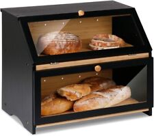 HOMEKOKO Double Layer Large Bread Box for Kitchen Counter, Wooden Large Capacity picture