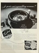Rare 1940s Vintage Original Fabric Ad Advertisement Roulette Gambling Poker picture