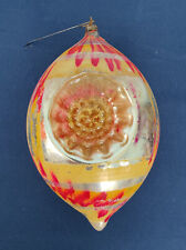 Vintage German Christmas Ornament ~  Pink/Yellow Hand Painted~ Double Indent 5